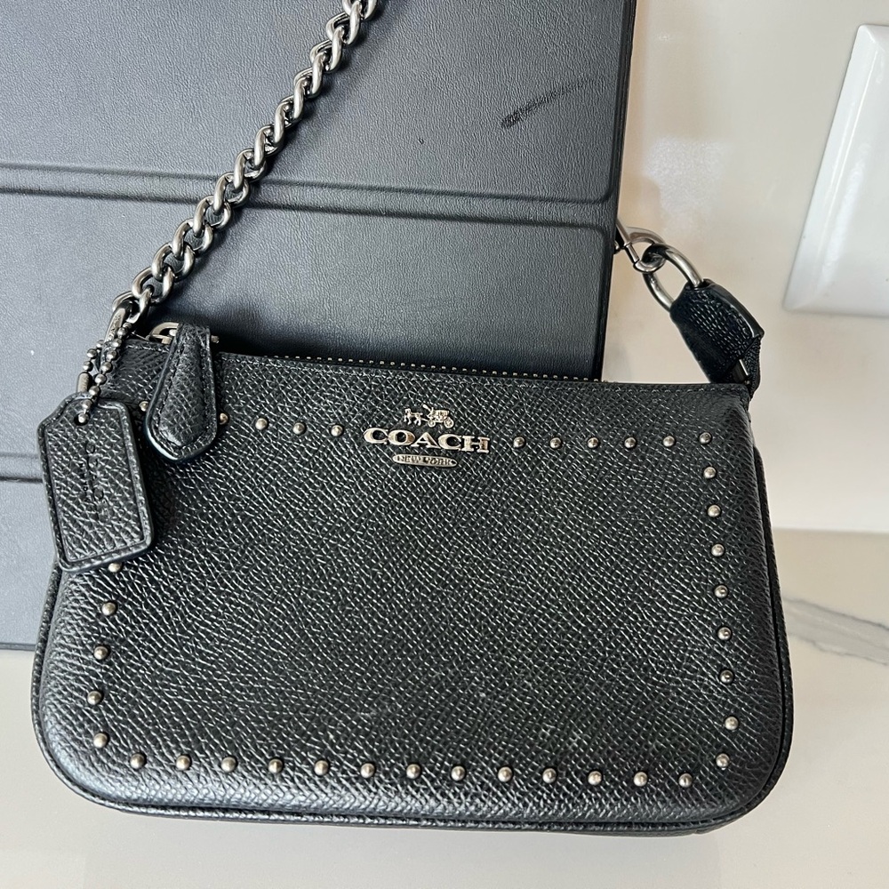 Coach Wristlet in black and pewter